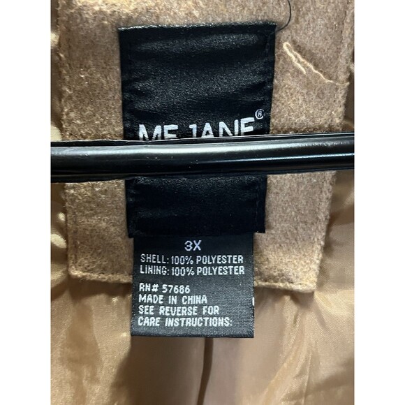 Me Jane Plus Size Tan Winter Double Breasted Peacoat Coat Jacket 3X NWOT - Picture 3 of 5